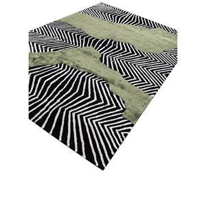 Alfombra Kilim Abstracta Adrift Gris y Negra, Tejida a Mano con Lana y Viscosa, Tejido Plano para el Hogar y el Pasillo-Tra-15223 - Product Image 2