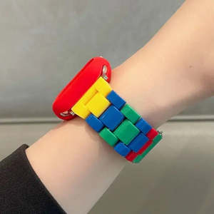 Bracelet en plastique doré réglable pour Apple Watch, breloque Lego, bracelet rose, boucle en acier inoxydable, bracelet respirant pour montre connectée IWatch - Product Image 6