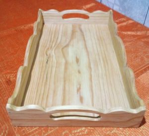 Bandeja de servicio de madera de acacia redonda personalizable para cocina, hogar u hotel, vajilla de estilo clásico para fiesta o servicio de comida - Product Image 1