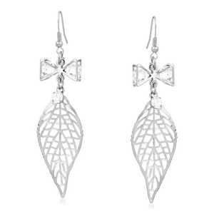 Urthn Vintage Gold-Plated <b>Dangle</b> <b>Earrings</b> with <b>Diamond</b> Leaf Design Drop Style for Weddings and Parties-1310602 - Product Image 1