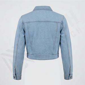 Style <b>Lady</b> Denim <b>Jean</b> <b>Jacket</b> Women Long Sleeves Clothing Bulk Quantity Fashion Trendy Casual Outerwear Coat Customized Color - Product Image 2
