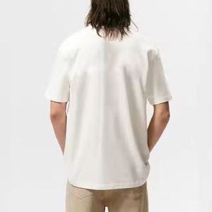100%, Camiseta de algodón de peso pesado para hombre, ropa de calle con cuentagotas de gran tamaño personalizada, tela de punto con patrón sólido, DTG en blanco - Product Image 2