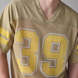 Nouveaux designs de maillots de football américain personnalisés, 100% polyester, broderie sublimée, séchage rapide, col en V, manches courtes pour - Product Image 2