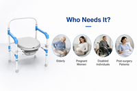 Chaise de douche et de toilette pour personnes âgées et handicapées, hauteur réglable, chaise de bain de sécurité portable avec seau et accoudoirs