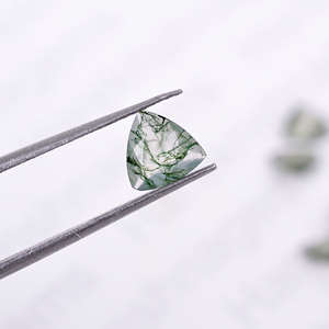 Ágata de musgo verde, piedras preciosas sueltas, trillón de corte brillante, tamaño calibrado de 6,0x6,0x3,0mm para la fabricación de joyas, ágata de musgo Natural - Product Image 1