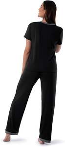 Jersey de manga corta para mujer, Conjunto de pijama para dormir de 2 piezas, Camiseta corta de verano y primavera y pantalones para otoño - Product Image 2