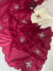 Indian Trendy Classic Star Georgette Silk Fancy Beautiful Butterfly Moti con Katdana trabajo hecho a mano Diseño Party Wear Ropa étnica - Product Image 3