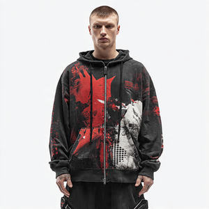 Sudadera con Capucha para Hombre, Estilo Holgado, con Doble Cremallera, Larga, con Hombros Caídos, de Felpa, para Invierno - Product Image 2