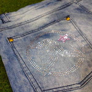 Salopette en jean pour homme, taille mi-haute, 100% coton, broderie logo cristal, séchage rapide, double ceinture, style décontracté punk, haute qualité, vente en gros - Product Image 4