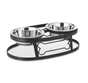 Cuenco de alimentación de Metal de alta calidad para mascotas, diseño ovalado, soporte elevado, suministros para mascotas para interiores y exteriores para perros y gatos, también para portavelas - Product Image 1