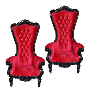 Chaises de trône de reine avec la chaise de mariage de style antique de couleur rouge et noire pour l'événement de mariage à la maison et les meubles de banquet à vendre - Product Image 6