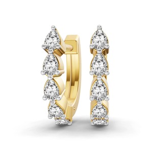 Curved Pear Lab Grown Diamond <b>Huggie</b> Earrings 0.75 Ct Tw F-G Color VS Clarity 10 Diamonds 14K <b>Solid</b> <b>Gold</b> Fashionable Product - Product Image 1
