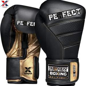 Gants de boxe en cuir professionnels de haute qualité fermeture à boucle à crochet réglable évacuation de l'humidité pour l'entraînement de soutien du poignet adulte - Product Image 1