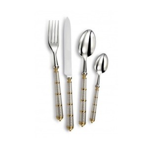 Ensemble de couverts élégants en acier inoxydable avec poignée design, parfaits pour les mariages uniques, les couverts de cuisine et les événements spéciaux - Product Image 1