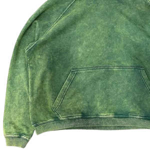 <b>Men</b> <b>Green</b> Acid Washed <b>Hoodie</b> Oversized Heavyweight Fleece Pullover Streetwear Vintage Custom Logo Cotton Thick Warm Winter Sales - Product Image 3