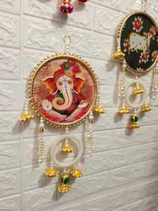 Vaca Ganesha colgante de pared de madera Diwali Festival decoración Nuevo Hogar inauguración de la casa decoración de pared Idea puerta entrada Toran telón de fondo - Product Image 4