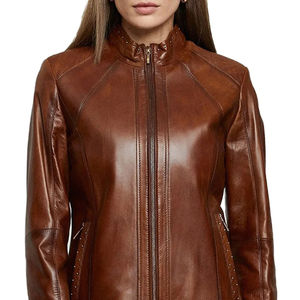 Chaqueta de Cuero Genuino de Diseño Premium para Mujer, Estilo Casual con Cierre, Nueva Llegada - Product Image 3