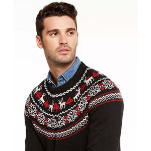 Maglione da Uomo Charter Club con Motivo Fair-Isle in Nero, Taglia Large - Product Image 3