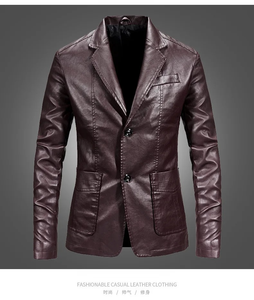 Vestes en cuir slim pour hommes, hiver, vintage, col montant, logo frontal, imperméables, respirantes, costumes, manteaux, qualité, coupe masculine, taille 6XL - Product Image 5