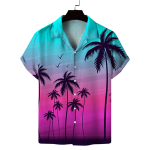 Camisa de Playa Casual de Manga Corta para Hombre, con Cuello Cubano y Estampado Tropical, de Poliéster y Algodón, Protección UV, Tejido Transpirable - Product Image 2