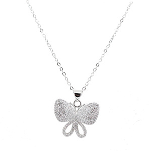 Collana farfalla CZ placcatura in oro rodio 16 "+ 2" catene alla moda con taglio principessa zircone oro rosa diamante perla pietra principale - Product Image 1