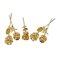 Rose en feuille naturelle plaquée or 24 carats de haute qualité avec finition brillante élégante et boîte rouge décorative Édition de Noël
