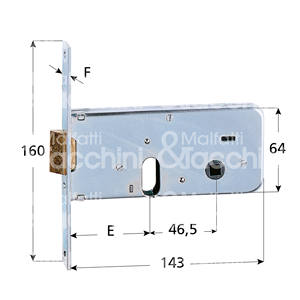 LOCK para bandas de mortaja con 2 vueltas y pestillo reversible incorporado. Cilindro ovalado no incluido. - Product Image 1