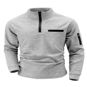 Polo de Golf a Cuadros con Cuello Alto para Hombre, con Mangas Transpirables, Bolsillo con Cremallera, Estilo Deportivo y Elegante, Manga Larga para Primavera y Otoño - Product Image 4