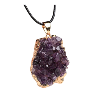 Collar con Colgante de Cristal Natural, Amatista, Piedras de Forma Aleatoria, Joyería Mineral para Regalos Unisex - Colgante de Cristal - Product Image 1