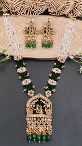 Conjunto de collar de circonia cúbica con pendientes a juego, conjunto de collar de aleación de cobre para mujeres y niñas, conjunto de collar tradicional indio - Product Image 5