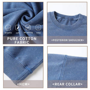 New Arrival Women's Crew Neck <b>Winter</b> Vintage Washed 100% Cotton Long Sleeves Fleece Oversized Customized Private Label - Product Image 6