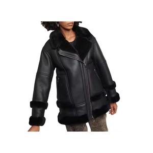 Nueva Chaqueta de Cuero Bomber para Mujer, Moda 2025, Alta Calidad, Chaqueta de Cuero con Forro de Piel de Oveja para Invierno, Abrigos Cálidos para Mujer - Product Image 2