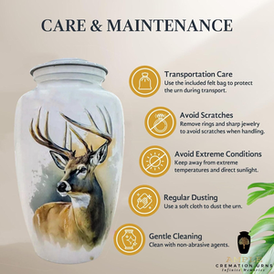 Souvenir éternel Urne en aluminium fabriquée à la main Urne de crémation de cerf Sceau étanche | Revêtement Meena (souvenir et grandes tailles) - Product Image 5