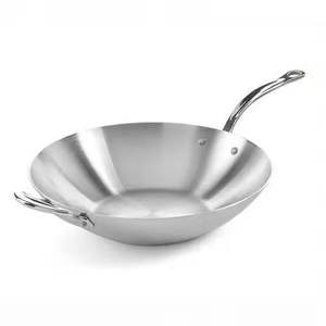 Poêle à frire en acier inoxydable à long manche unique, wok indien pour restaurant, hôtel, couleur naturelle, durable, écologique, facile à nettoyer - Product Image 6
