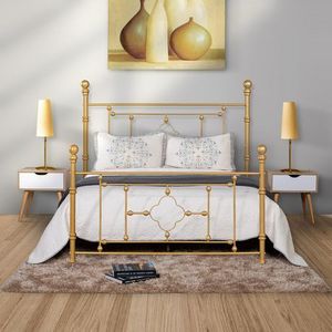 Base de Cama de Latón Estilo Real con Cabecero Tallado, Resistencia Metálica Duradera para Decoración de Dormitorios de Primera Calidad - Product Image 2