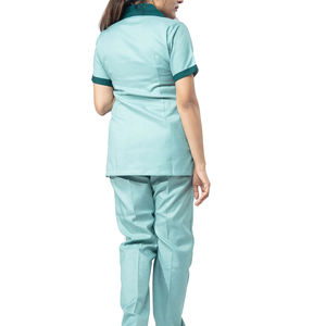 Gommage médical personnalisable pour femmes à manches courtes poche de col contrastée en tricot durable idéal pour l'uniforme médical quotidien de l'hôpital - Product Image 5