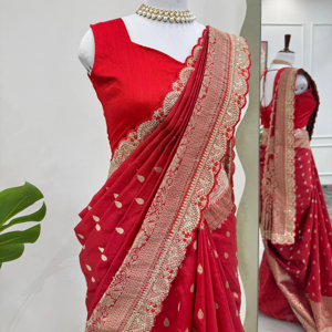 Beau saree de créateur avec codage et séquence de dentelle - Product Image 1