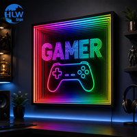 Enseigne LED personnalisée à effet miroir infini pour bar, enseigne publicitaire lumineuse pour magasin, boîte à lumière intérieure effet abysse pour personnalisation