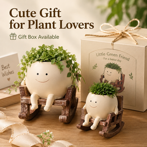 Pot <span class=keywords><strong>de</strong></span> fleurs en résine visage souriant, jolie jardinière chaise à bascule, support créatif pour plantes succulentes, cadeau unique - Product Image 2