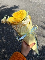 Bunga Mawar Rajut Tangan dari Benang, Tangkai Tunggal, Buket Jadi, Hadiah Ideal untuk Hari Valentine, Ulang Tahun, Pernikahan, Dekorasi Rumah