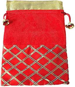 Sac à main traditionnel en soie Gota Potli avec cordon de serrage, élégant pour femme, pochette de mariage Shagun, Mehandi, Nouvel An chinois, Halloween, cadeau - Product Image 2