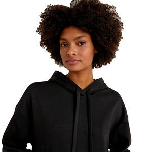 Sudaderas con capucha Fabricación de logotipo hecho a medida Pullover Streetwear Estilo casual Sudadera con capucha negra sólida para mujeres Sudaderas con capucha - Product Image 3