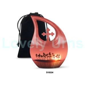 Urna conmemorativa de cremación con gota de lágrima de Cruz de galaxia de aluminio negro para cenizas humanas Urna funeraria decorativa con bolsa de terciopelo gratis - Product Image 2