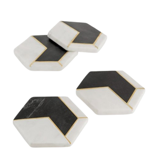 Posavasos hexagonal de mesa y cocina, posavasos de mármol clásicos para té, café, vino, decoración y accesorios de mesa de Metal - Product Image 1