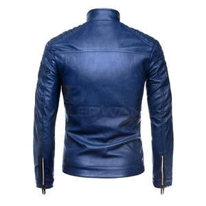 Chaqueta de cuero informal para hombre, chaqueta de lona de invierno a prueba de viento con cuello levantado y logotipo frontal, nuevo estilo de moda - Product Image 2