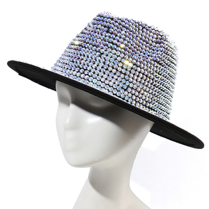 Thời trang sequin đầy đủ kim cương Bling Rhinestone Fedora <span class=keywords><strong>Hat</strong></span> hợp thời trang sáng bóng bên mũ cao bồi - Product Image 1