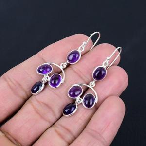 Boho Style classique boucles d'oreilles bijoux pour femmes bijoux en argent 925 argent Sterling améthyste pierres précieuses boucles d'oreilles faites à la main cadeau pour - Product Image 3