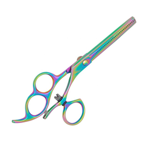 Tres agujeros 360 grados giratorio pulgar giratorio tijeras curvas negro y oro tijeras de belleza - Product Image 1