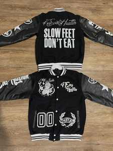 Chaqueta Universitaria Letterman, Manga de Cuero Genuino, Cuello Alto, Tela Delgada de Lona, Ropa Masculina de Alta Calidad, Ecológica - Product Image 2