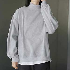 Women's Winter Casual Oversized <b>Mock</b> <b>Neck</b> Sweatshirt 100% Cotton Blend Eco-Friendly Long Sleeve <b>Top</b> Front Logo Badge 2026 - Product Image 3